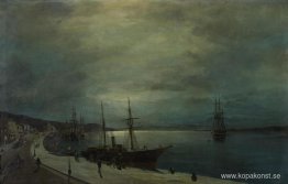 Månbelyst hamn