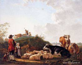 Herde med rastande boskap