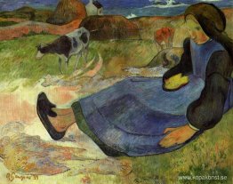 Sittande breton flicka