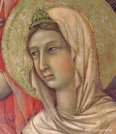 Madonna och barn på en tron ​​(Fragment på framsidan)