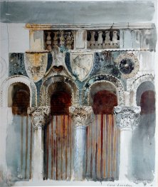 Studie av marmorinläggningen på framsidan av Casa Loredan