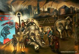 Blinda barn känner en elefant