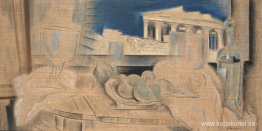 Stilleben med Akropolis i bakgrunden