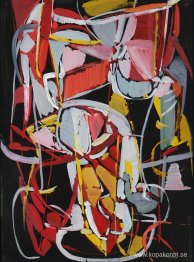 Komposition sur fond rouge et noir