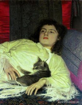 Tjej med en katt