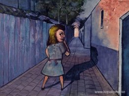 Skolflicka i en körfält