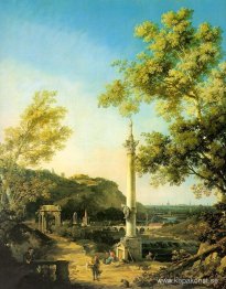 Flodlandskap med en kolumn