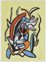 Fåglar på en gul bakgrund