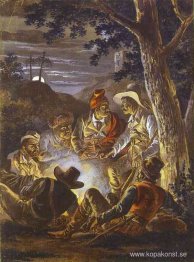 Polska rebeller i skogen på natten