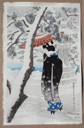 Grunden för en Shinto-helgedom i snö