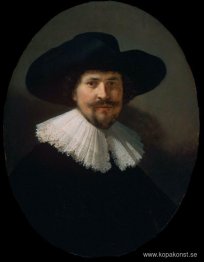 Porträtt av en man som bär en svart hatt