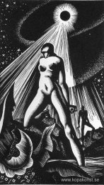 Illustration för Alan Ginsbergs Moloch på boktrycksvana