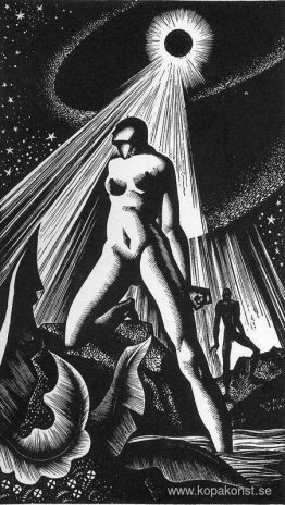 Illustration för Alan Ginsbergs Moloch på boktrycksvana