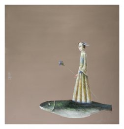 Flicka Med Blå Blommor