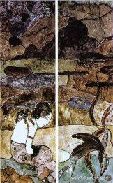 Tahitisk kvinna i ett landskap