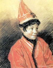 Porträtt av en Kalmyk kvinna Bayausta