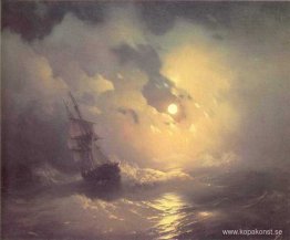 Storm på havet vid nidht