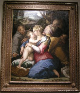 Helig familj med St Francis i ett landskap