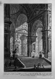 Stort galleri med statyer i mitten av två stora gårdar (titeln o