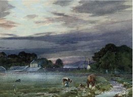 Utsikt över Philiphaugh Farm, Selkirk i gryningen