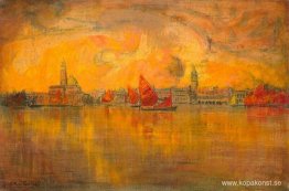 Utsikt över Venedig från havet Utsikt över Venedig från havet