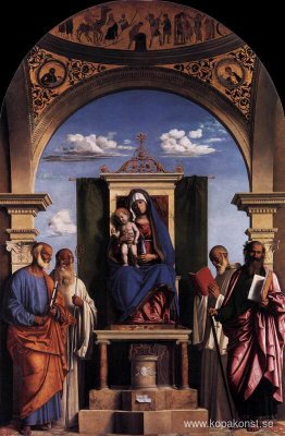 Madonna och barn tronade med heliga Madonna och barn tronade med heliga