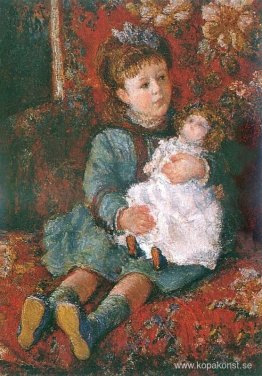 Porträtt av Germaine Hoschede med en docka Porträtt av Germaine Hoschede med en docka