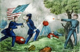 Överste Edward D. Bakers död i slaget vid Balls Bluff nära Leesb Överste Edward D. Bakers död i slaget vid Balls Bluff nära Leesb