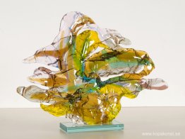 Ett par gås - färgglad skulptur - abstrakt glaskonst i fusionste Ett par gås - färgglad skulptur - abstrakt glaskonst i fusionste