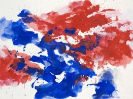 Red & Blue' - abstrakt akvarellmålning på papper - nr. G 622 Red & Blue' - abstrakt akvarellmålning på papper - nr. G 622
