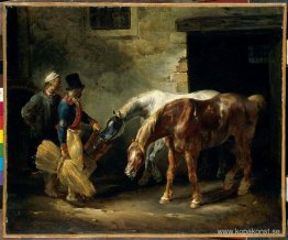 Två posthästar i stallet Två posthästar i stallet