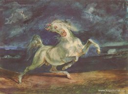 Häst skrämd av en storm Häst skrämd av en storm