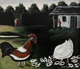 Höna med sina ungar Höna med sina ungar