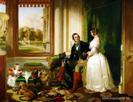 Drottning Victoria och prins Albert hemma på Windsor Castle i Be Drottning Victoria och prins Albert hemma på Windsor Castle i Be