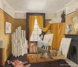 Edward Bawden arbetar i sin studio Edward Bawden arbetar i sin studio