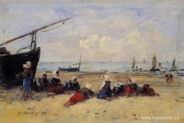 Berck, Fiskare på stranden, lågvatten Berck, Fiskare på stranden, lågvatten