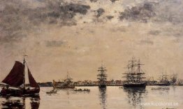 Antwerpen, båtar på floden Escaut Antwerpen, båtar på floden Escaut
