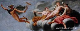 Amor som beordrar Merkurius att tillkännage sin makt för univers Amor som beordrar Merkurius att tillkännage sin makt för univers