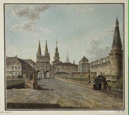 Utsikt över Voskresenskiye (uppståndelsen) och Nikolskiye-portar Utsikt över Voskresenskiye (uppståndelsen) och Nikolskiye-portar