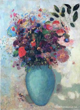 Blommor i en turkos vas Blommor i en turkos vas