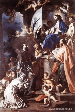 St. Bonaventura tar emot Sankt gravens fana från Madonnan St. Bonaventura tar emot Sankt gravens fana från Madonnan