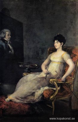 Dona María Tomasa Palafox, The Marquesa de Villafranca som målar Dona María Tomasa Palafox, The Marquesa de Villafranca som målar