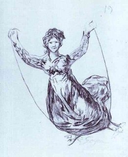 Ung häxa som flyger med ett rep Ung häxa som flyger med ett rep