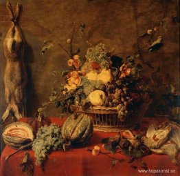 Stilleben av frukt i en korg Stilleben av frukt i en korg