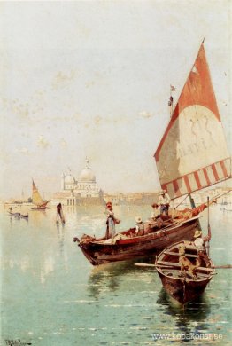 Segelbåt I En Venetiansk Lagun Segelbåt I En Venetiansk Lagun