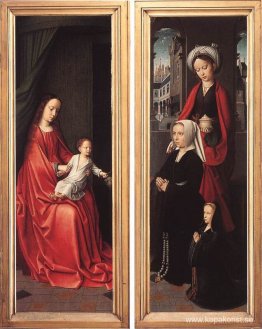 Triptyk av Jan Des Trompes (baksidan av vingarna) Triptyk av Jan Des Trompes (baksidan av vingarna)