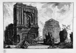 Utsikt över Piso Licinianus grav på den antika Appian Way, borto Utsikt över Piso Licinianus grav på den antika Appian Way, borto