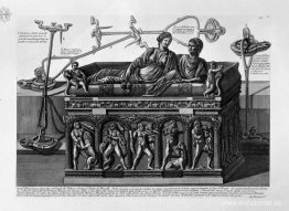 Stor urna med reliefer av Hercules arbete och lock i form av bår Stor urna med reliefer av Hercules arbete och lock i form av bår