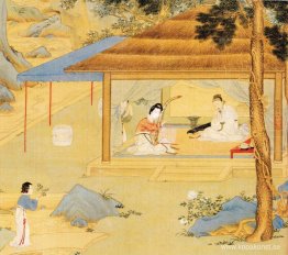 Konghou-spelare i en paviljong Konghou-spelare i en paviljong