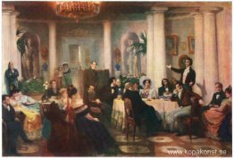 Pushkin och hans vänner lyssnar på Mickiewicz i prinsessan Zinai Pushkin och hans vänner lyssnar på Mickiewicz i prinsessan Zinai